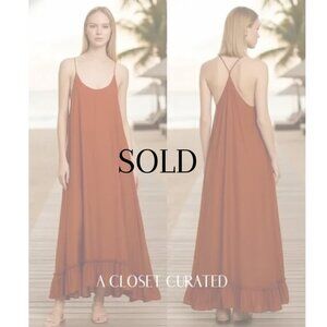 Bird & Knoll Karolina Silk & Cotton Maxi Dress XS Orange NEW